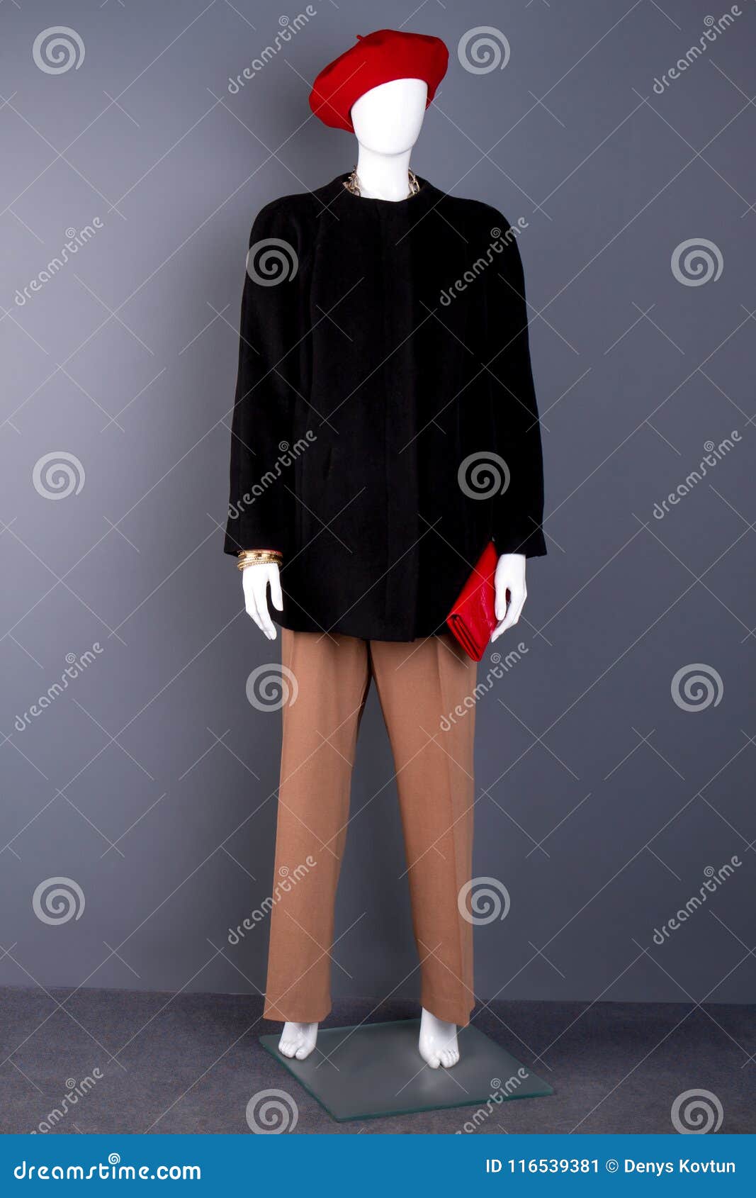 Female Mannequin with Red Beret and Wallet. Stock Image - Image of lady ...