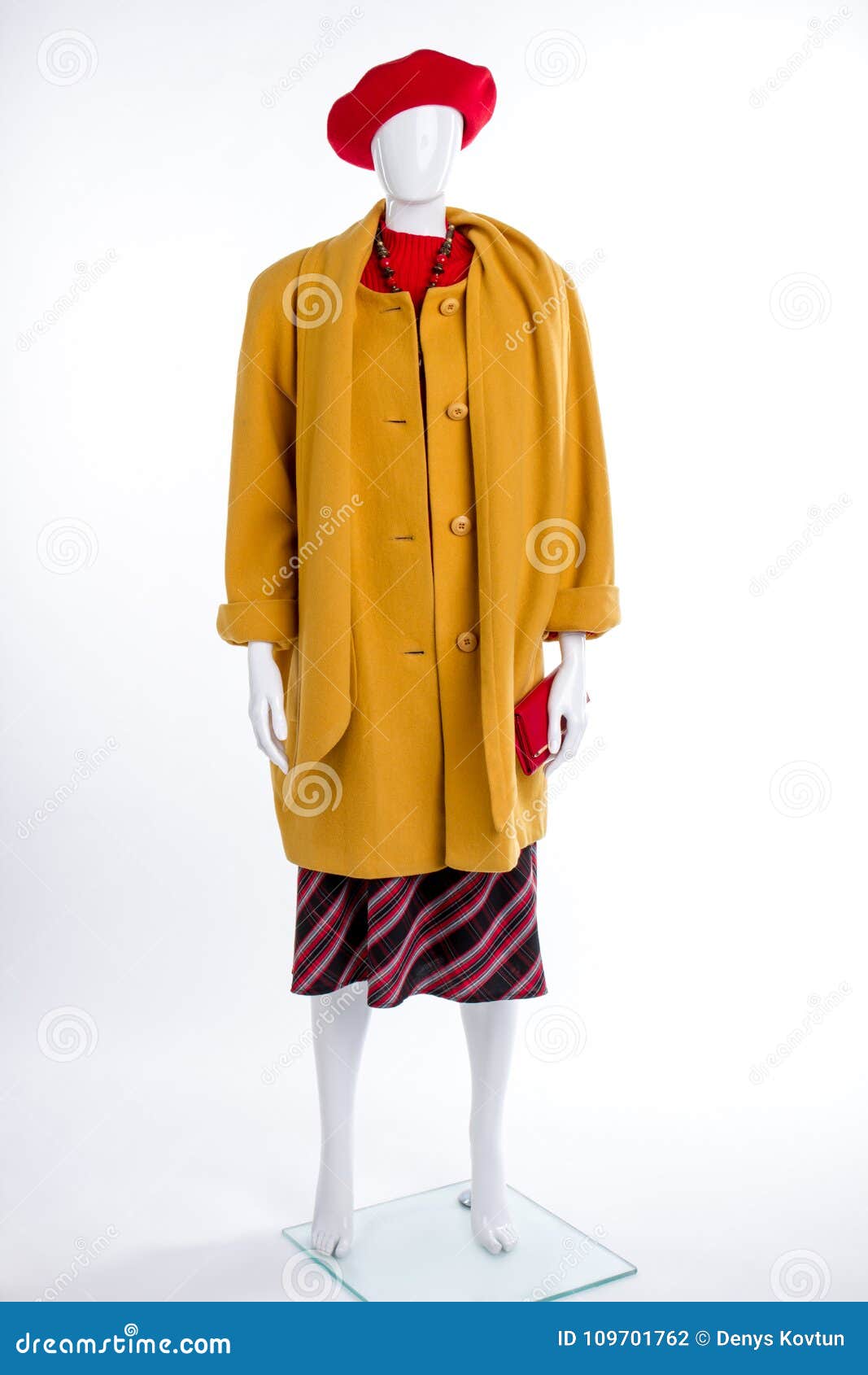 Female Mannequin in Yellow Cashmere Coat. Stock Photo - Image of ...