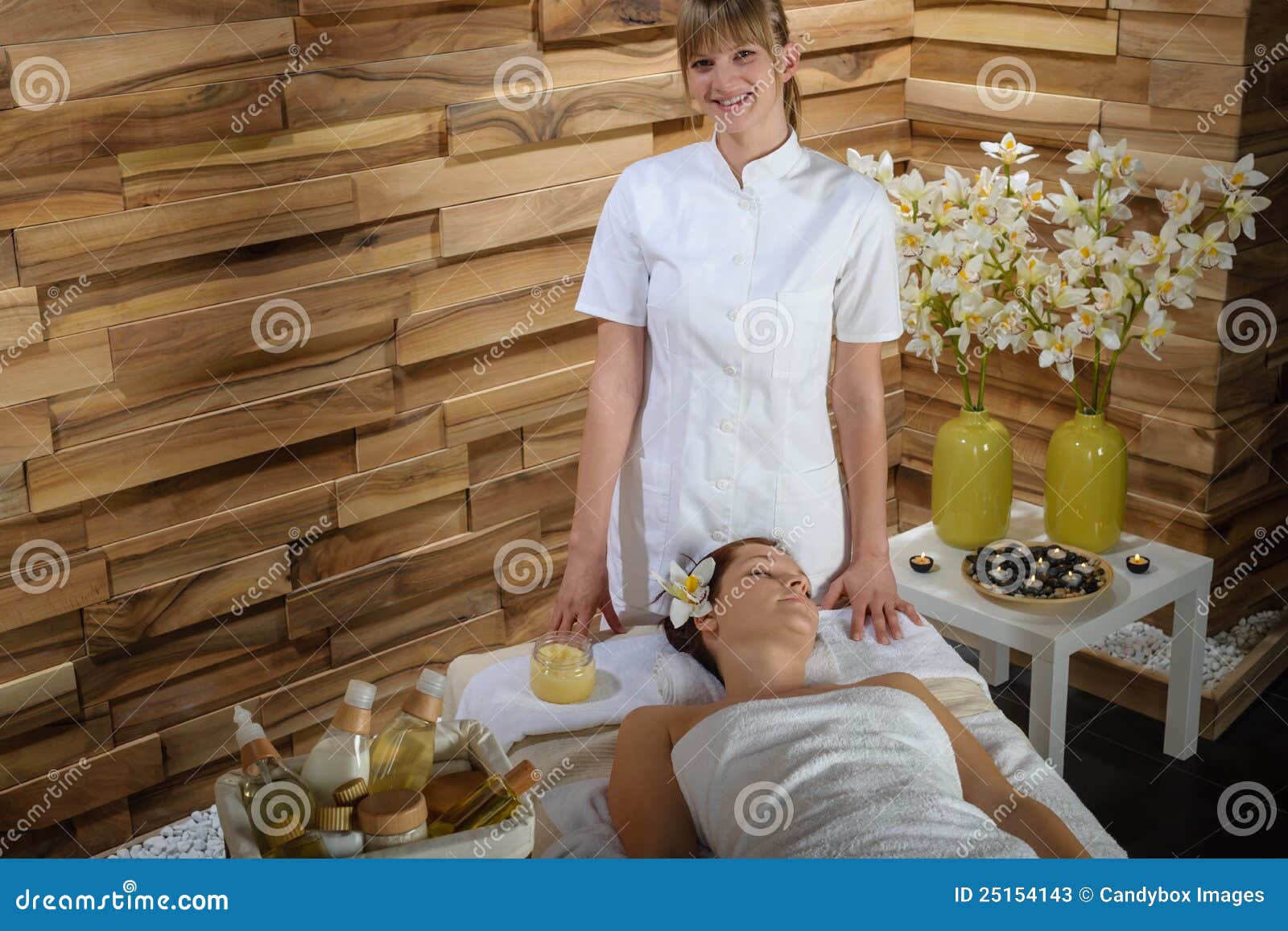 Female Masseur Give Beauty Treatment Luxury Spa Stock Image Image Of