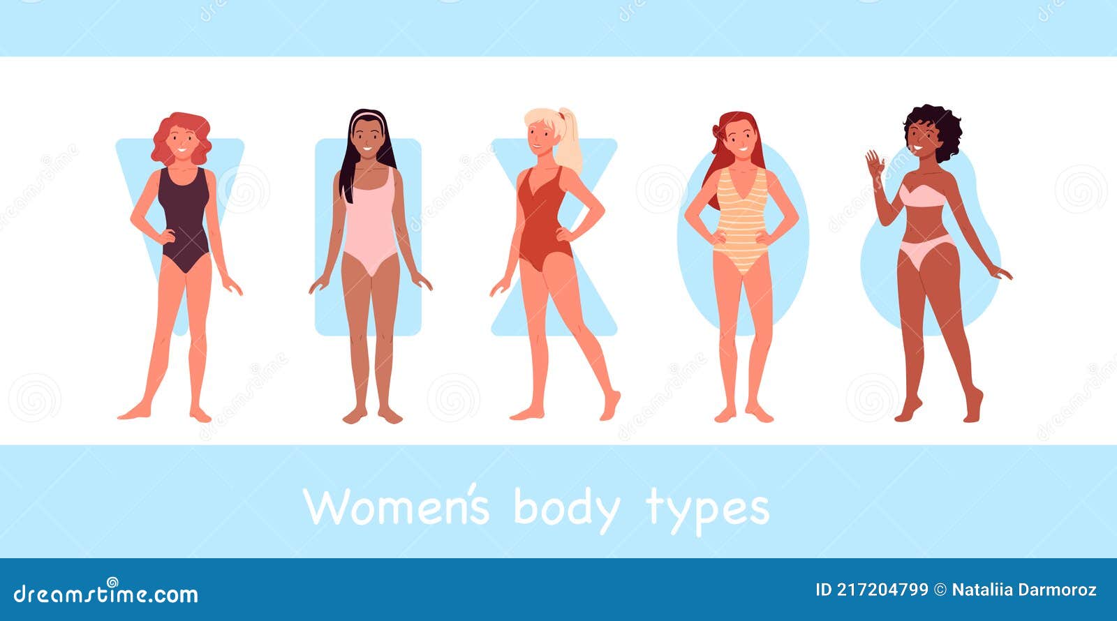 Female Model Body Type, Young Happy Women in Underwear Swimsuits Standing  Together Stock Vector - Illustration of constitution, physique: 217204799
