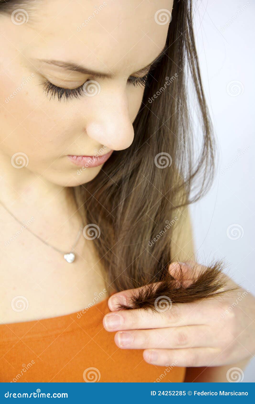 Female Model Looking Unhealthy Hair Split Ends Stock Image Image of