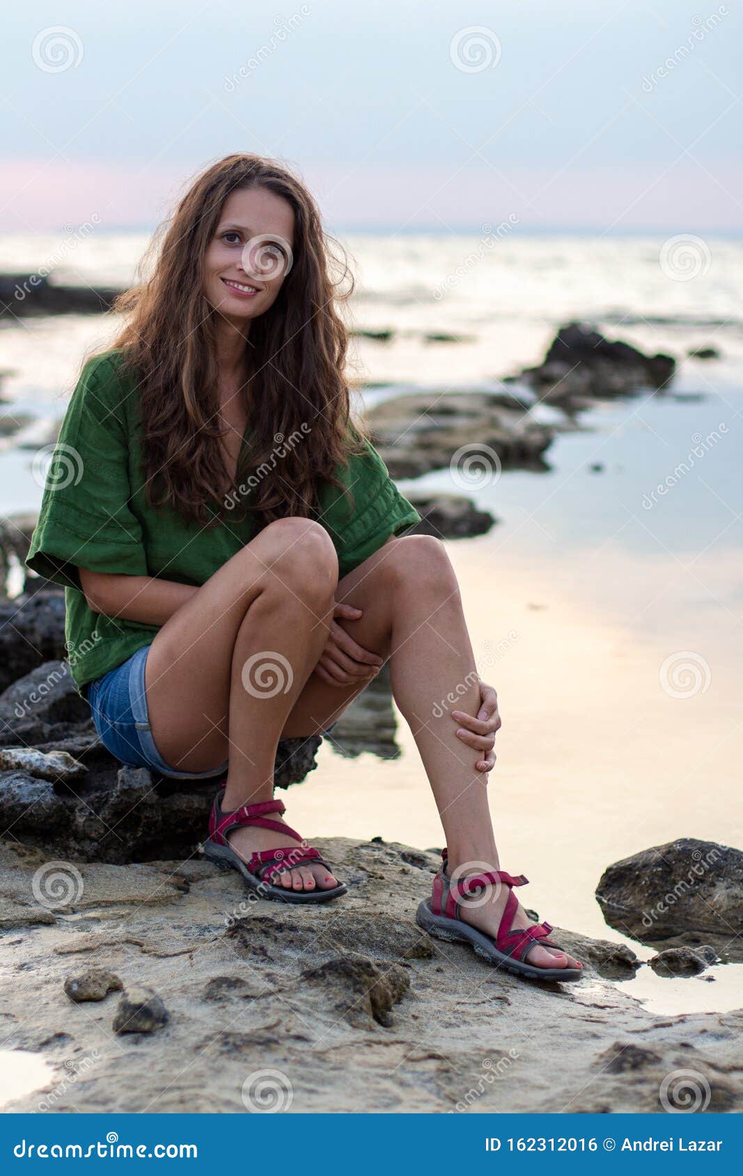 Female Model on a Natural Beach in Cyprus Stock Photo - Image of hill