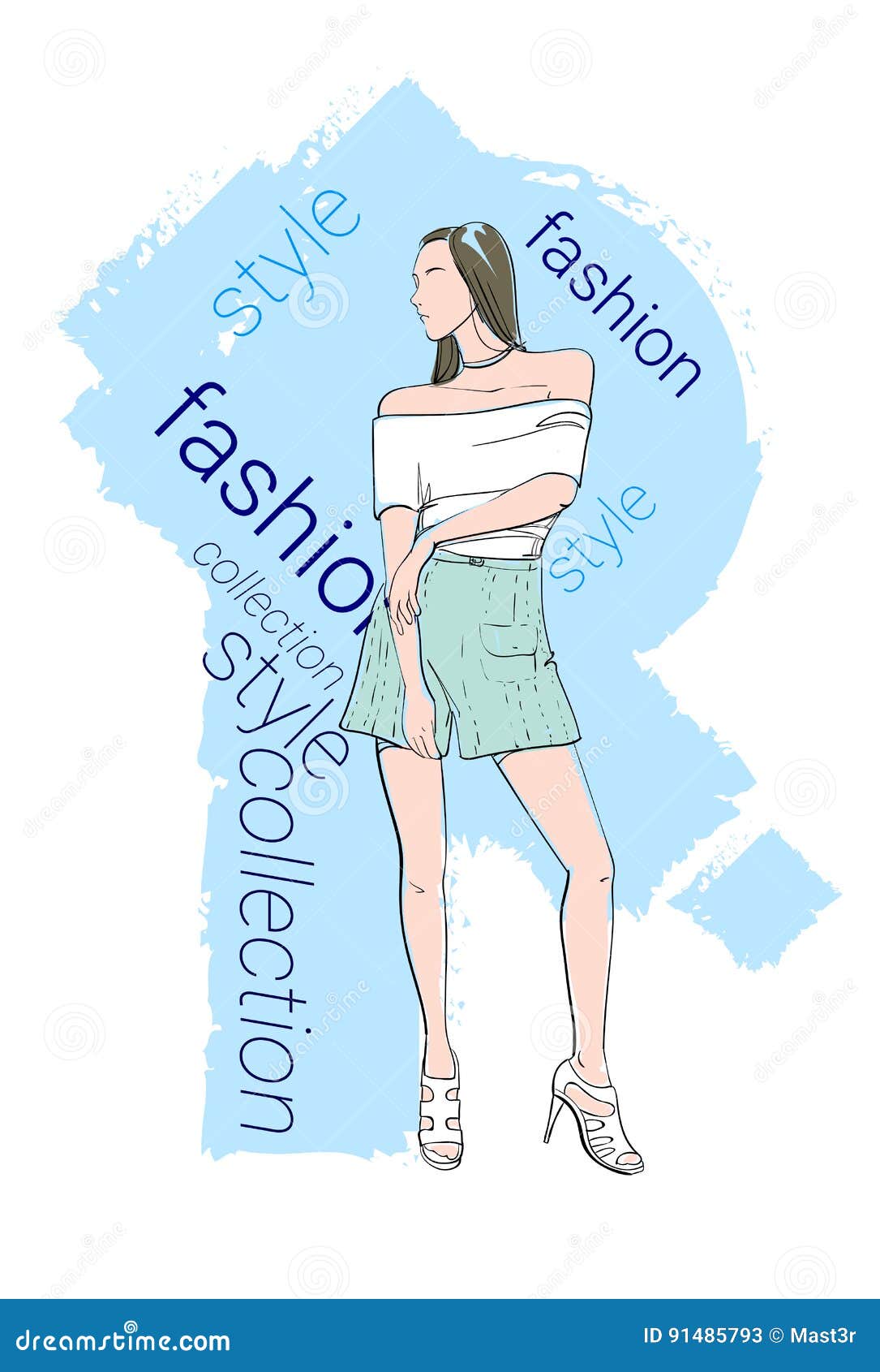 Female Model Wear Fashion Clothes Collection Stock Vector ...
