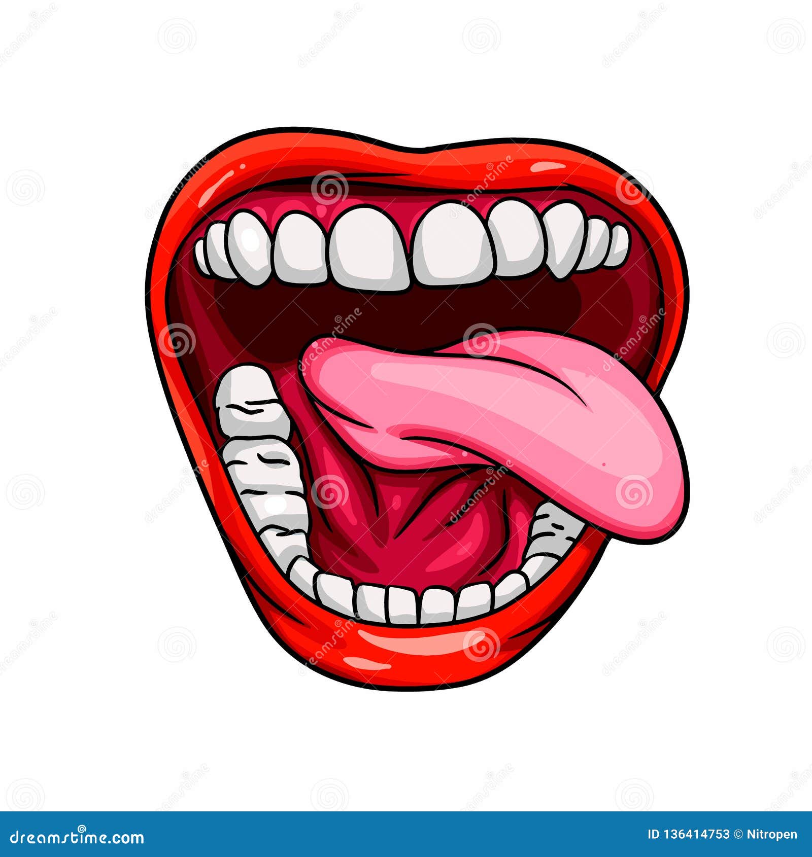 Female Mouth With Tongue Sticker Stock Vector Illustration Of Funny
