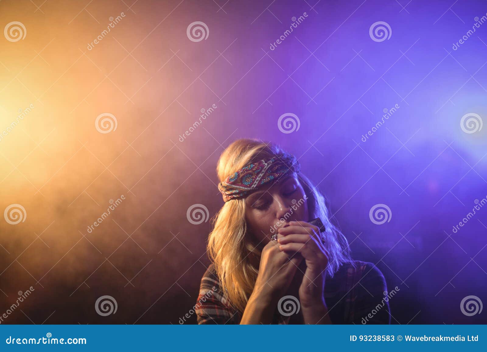 Female Musician Playing Harmonica in Stock Image Image of