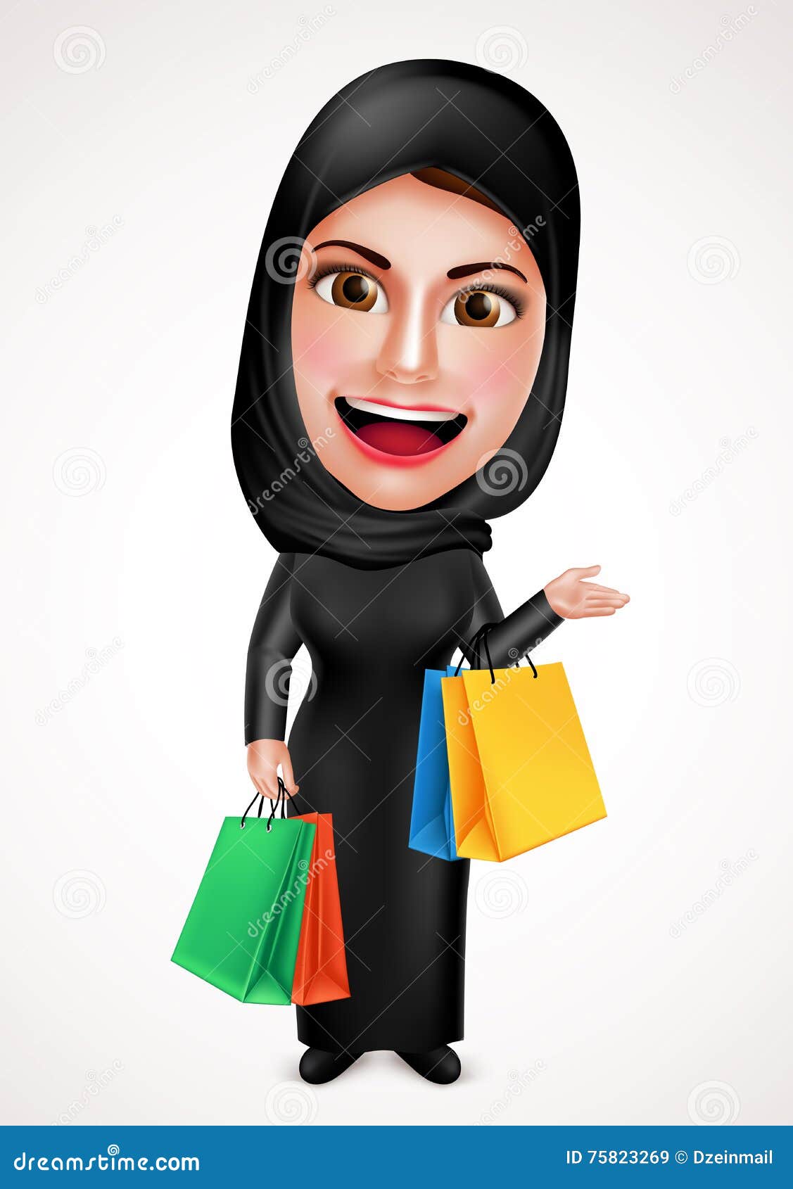 Muslim Woman In Hijab With Shopping Bags Royalty-Free 