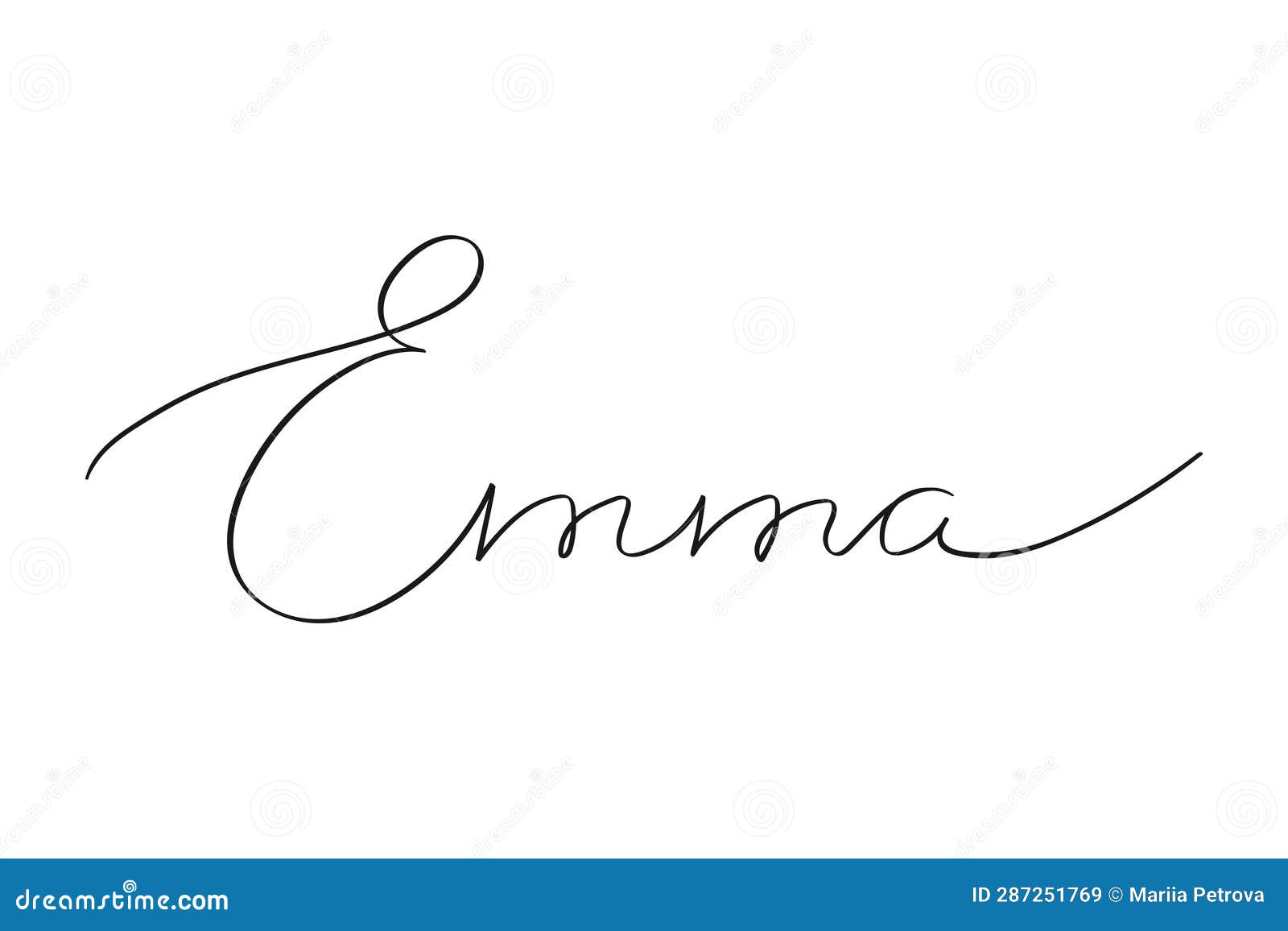 female name emma. girlÃ¢â¬â¢s name handwritten lettering calligraphy typescript  on white background
