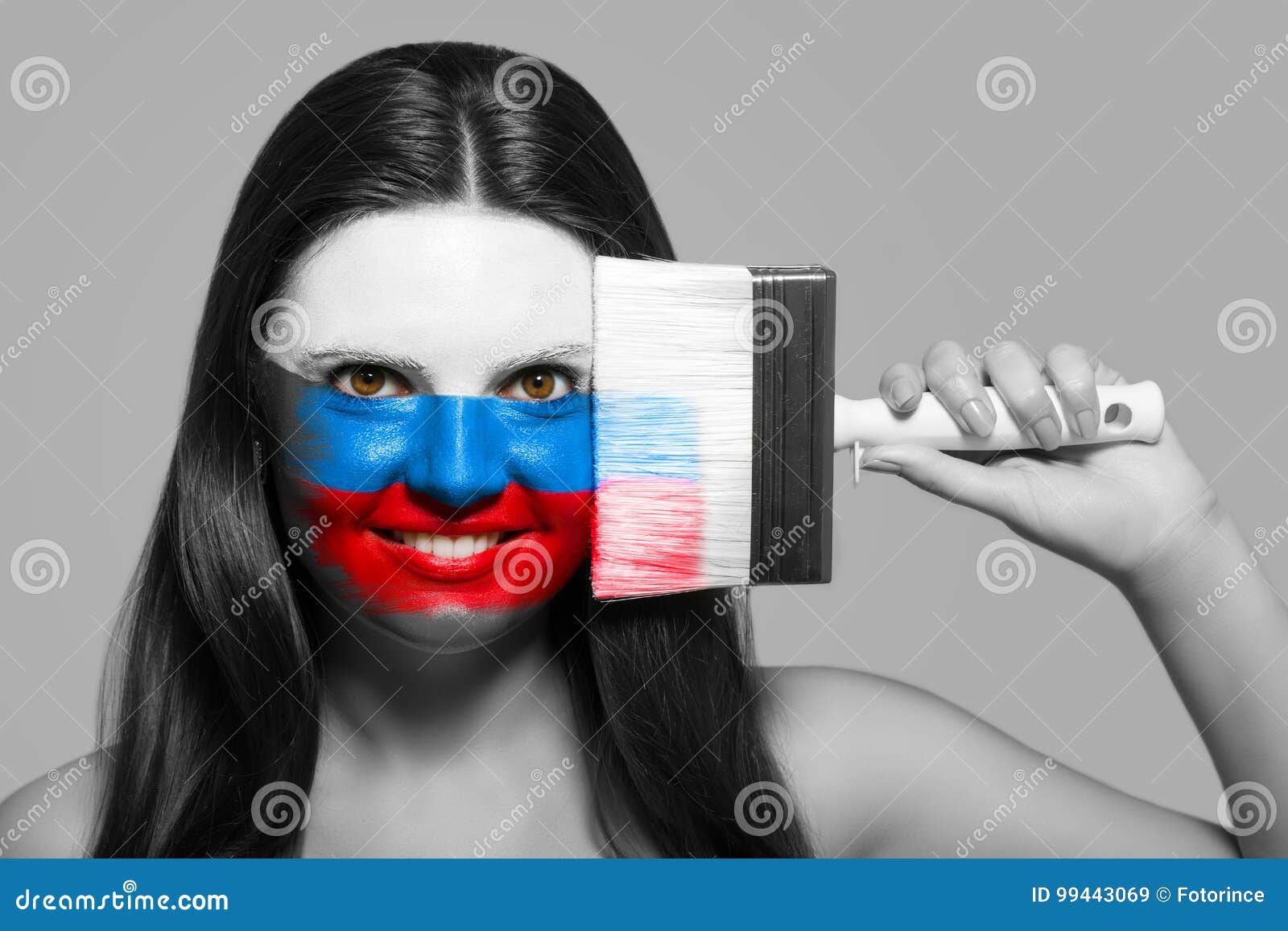 Female in National Colors of Russia Stock Image - Image of looker ...