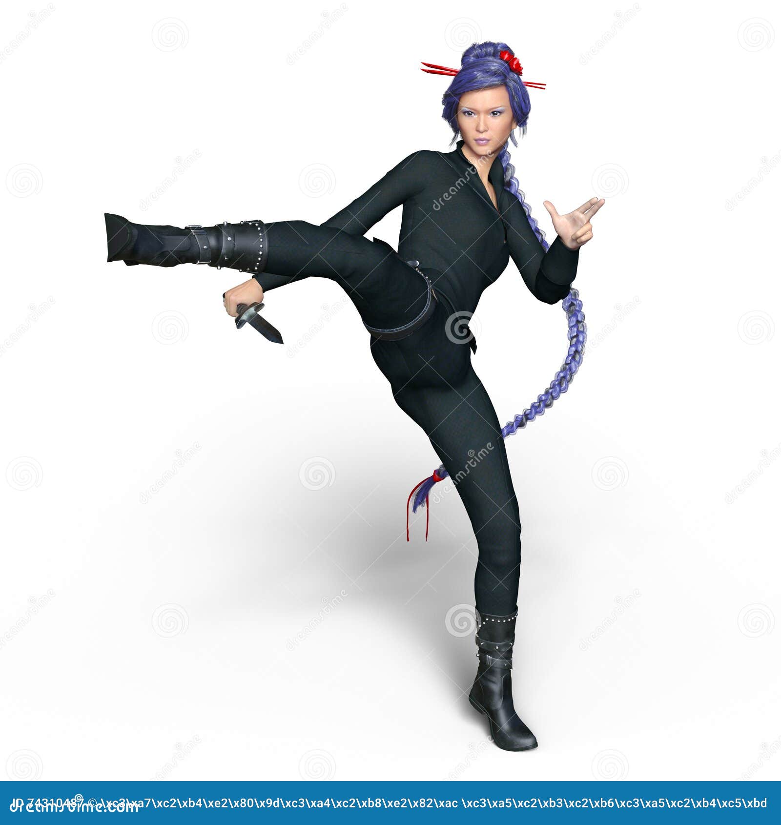 Female ninja in the style of Tite Kubo