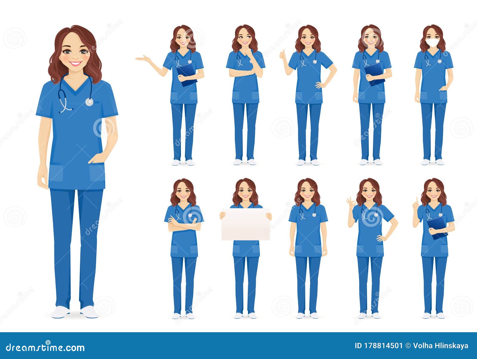 female nurse character set