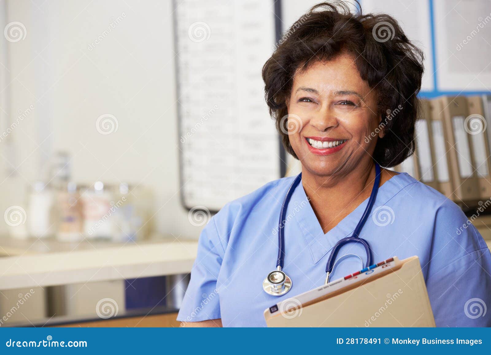 female nurse at nurses station