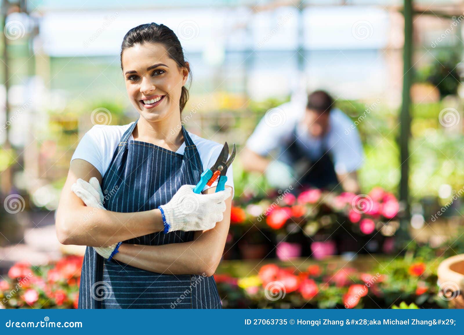 Female nursery worker stock image. Image of holding, plant 27063735