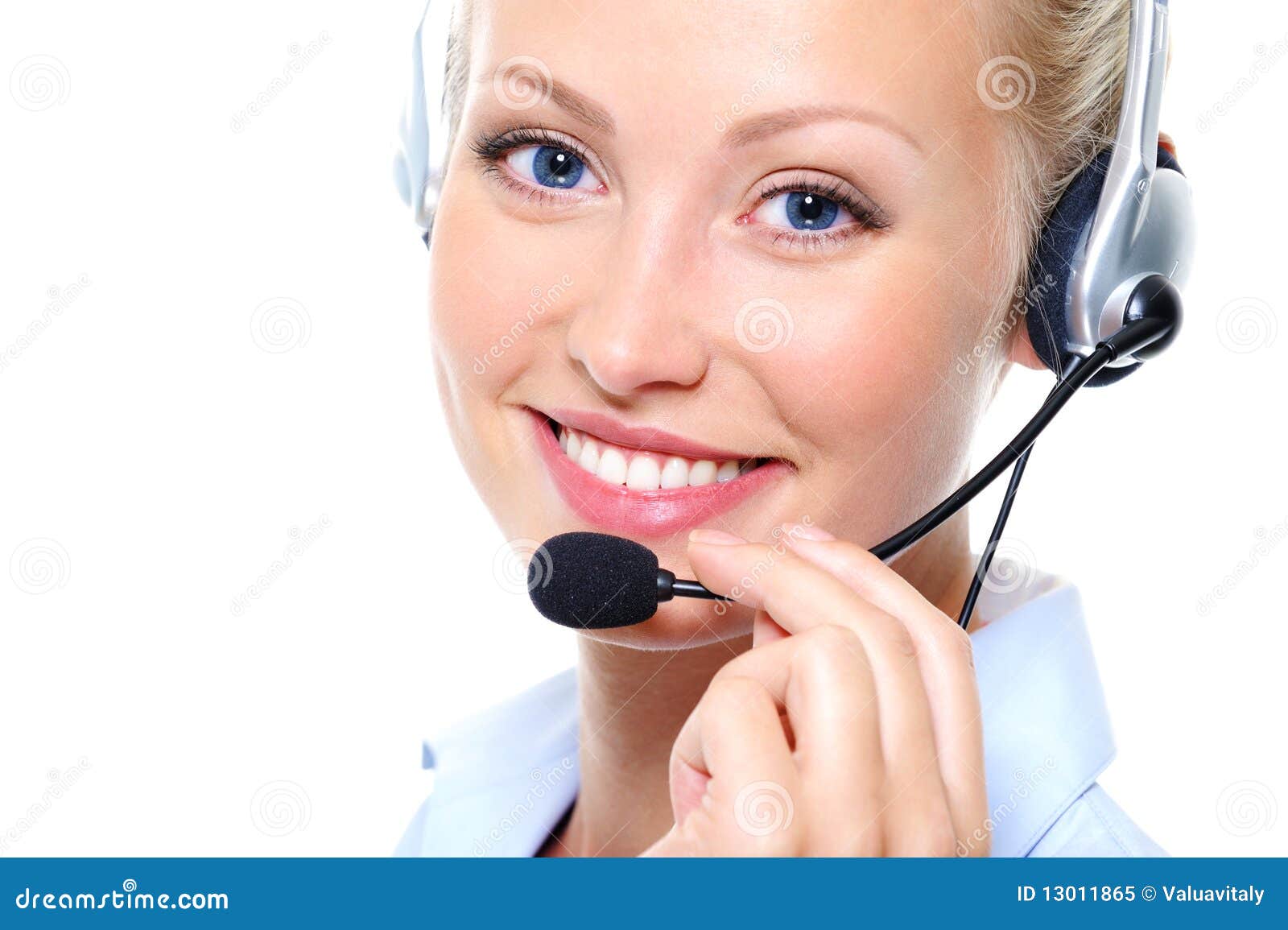 Female Operator with Headphones Stock Image Image of headset