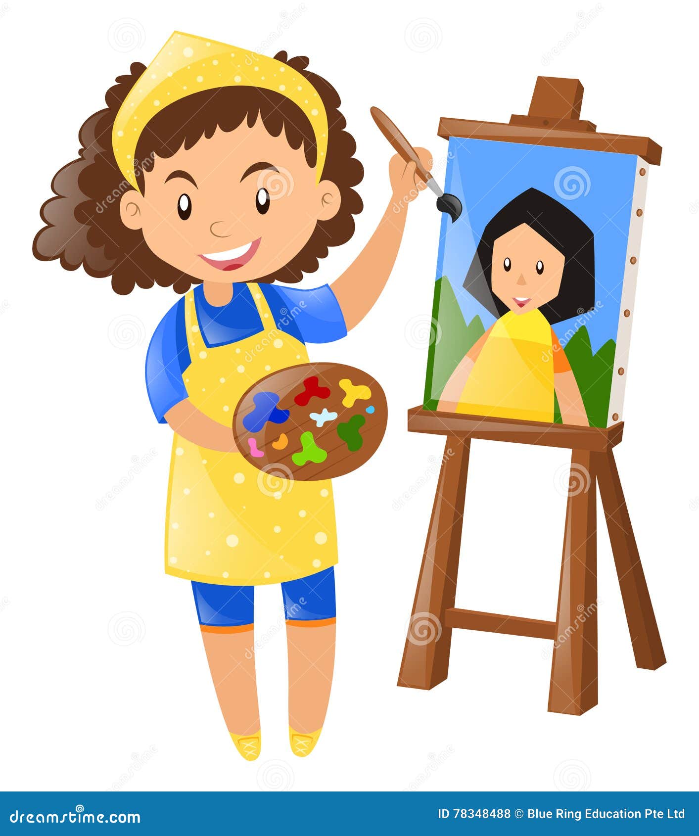 Female Painter Painting on Canvas Stock Vector - Illustration of adult ...