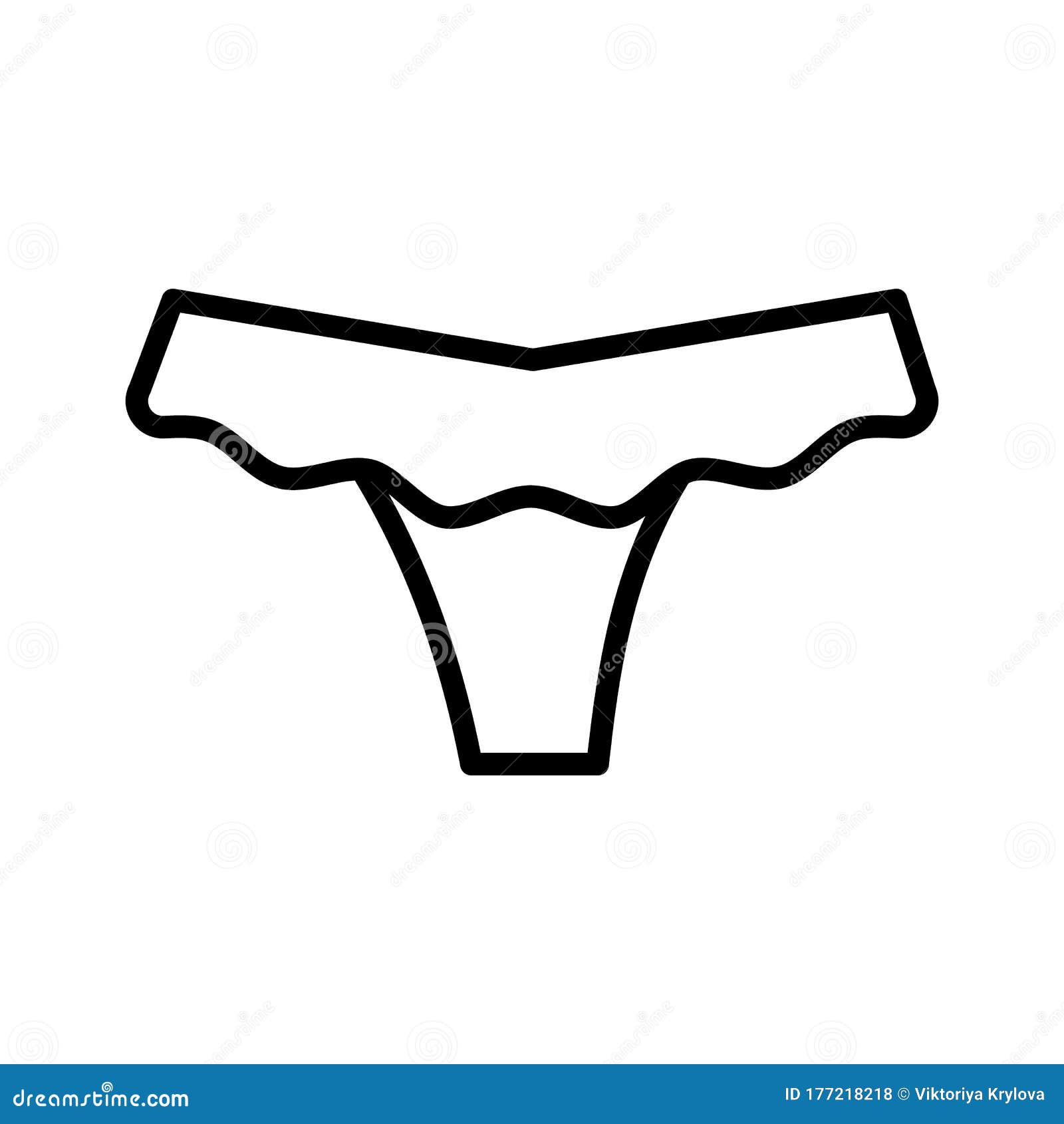 Female Panties Vector Linear Icon in Flat Style Isolated on White