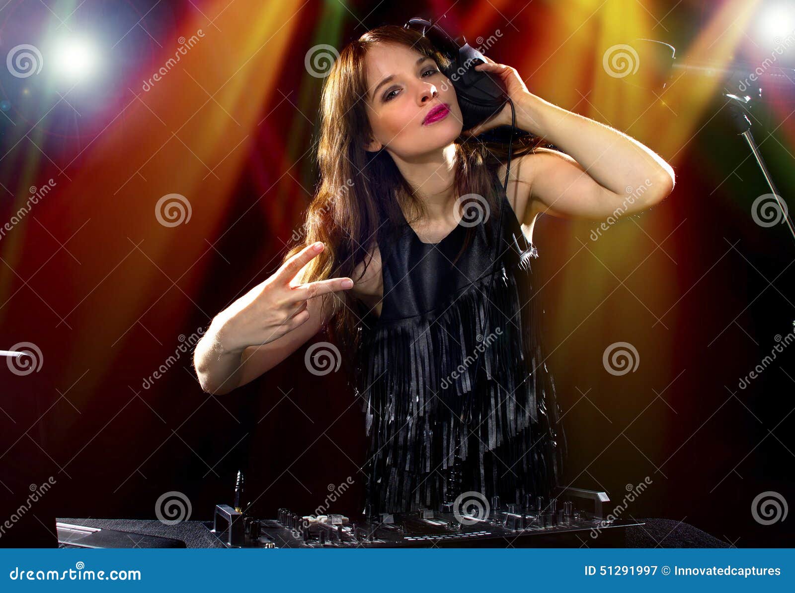 Female Party DJ stock image. Image of loud, equipment - 51291997