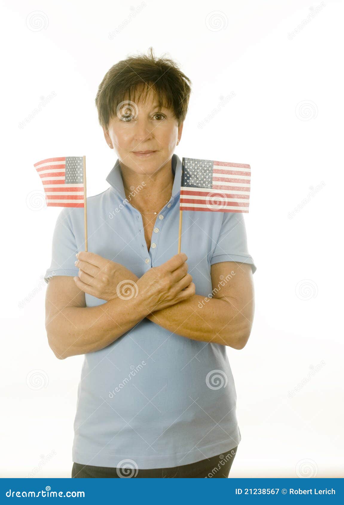 Female Patriot American with Flags Stock Image Image of states