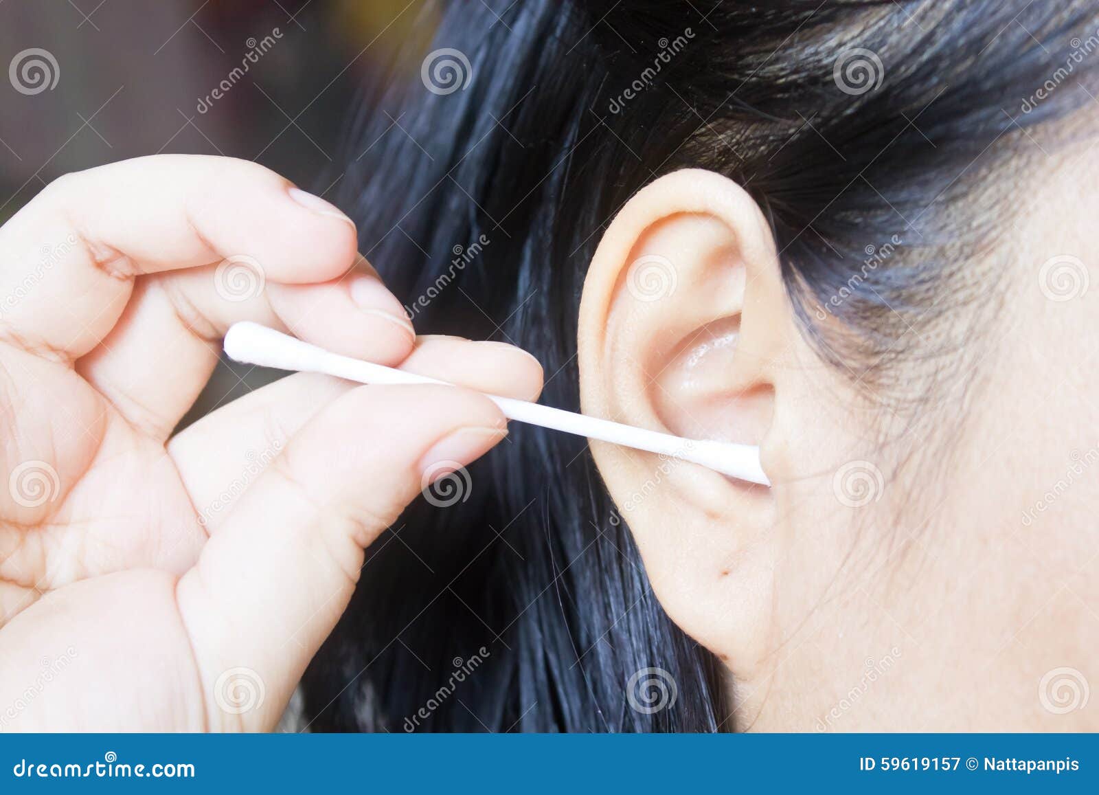 Female Person Using Cotton Bud Stick Stock Image Image of health