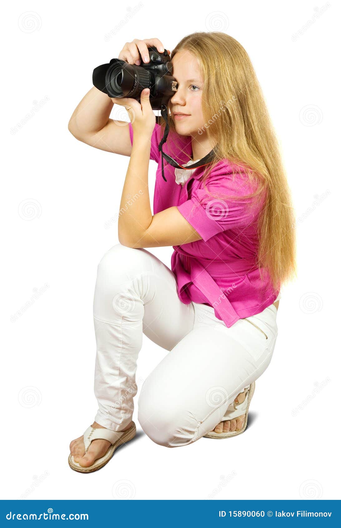 Female Photographer with Camera Stock Photo - Image of digital, camera