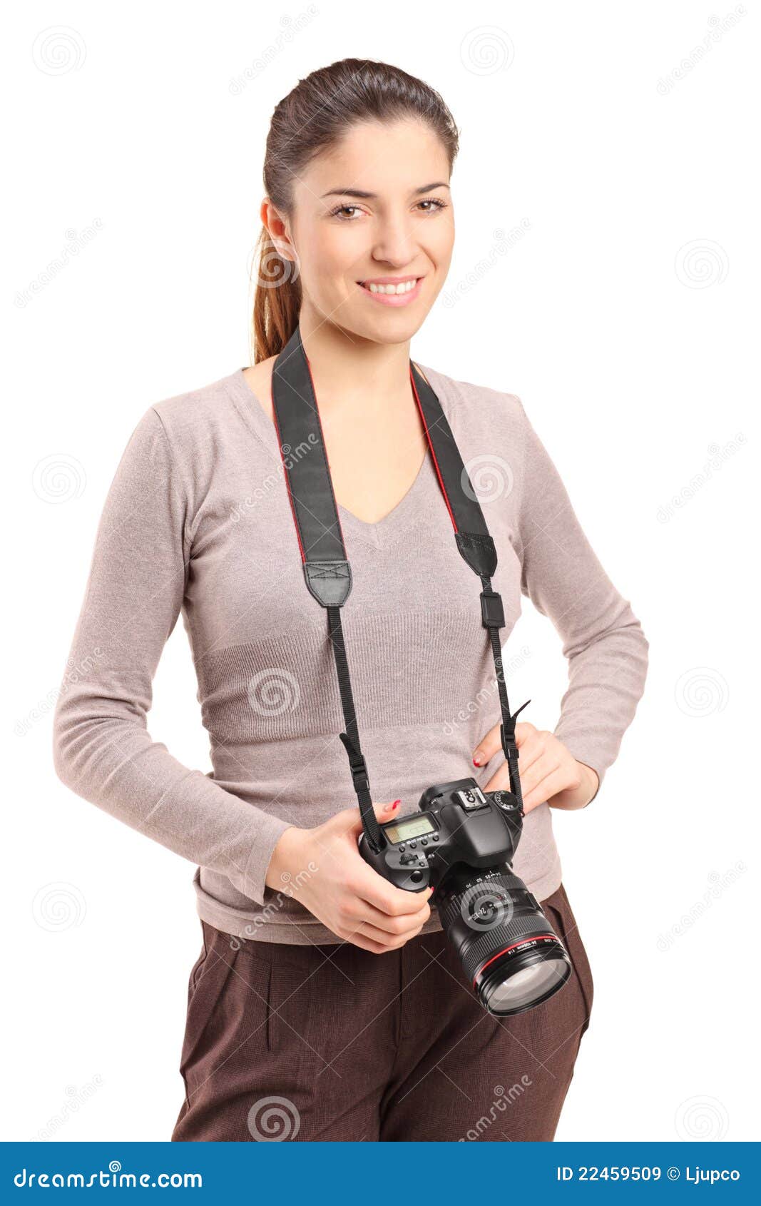 Female Photographer Holding a Camera Stock Image Image of beautiful