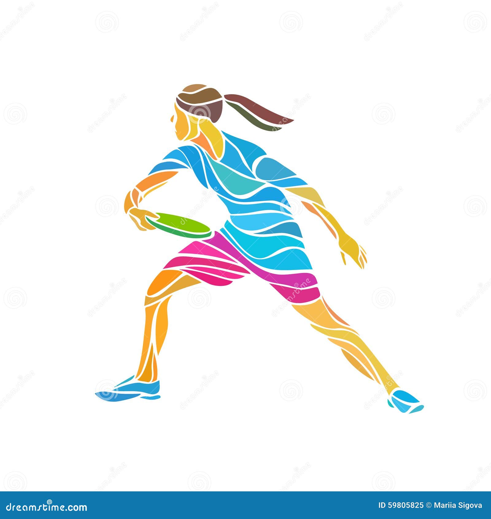 Female Player is Playing Ultimate Frisbee, Vector Stock Vector