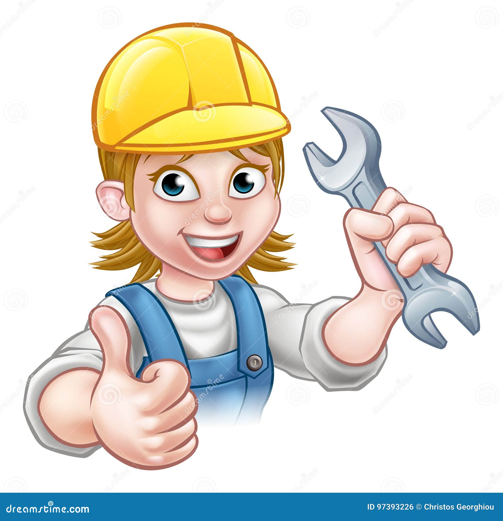 Female Plumber Cartoon Character with Spanner Stock Vector - Illustration  of holding, logo: 97393226