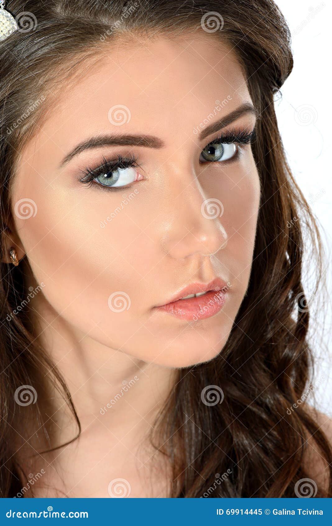 Female Portrait Of Cute Lady Isolated On A White Background Stock Image