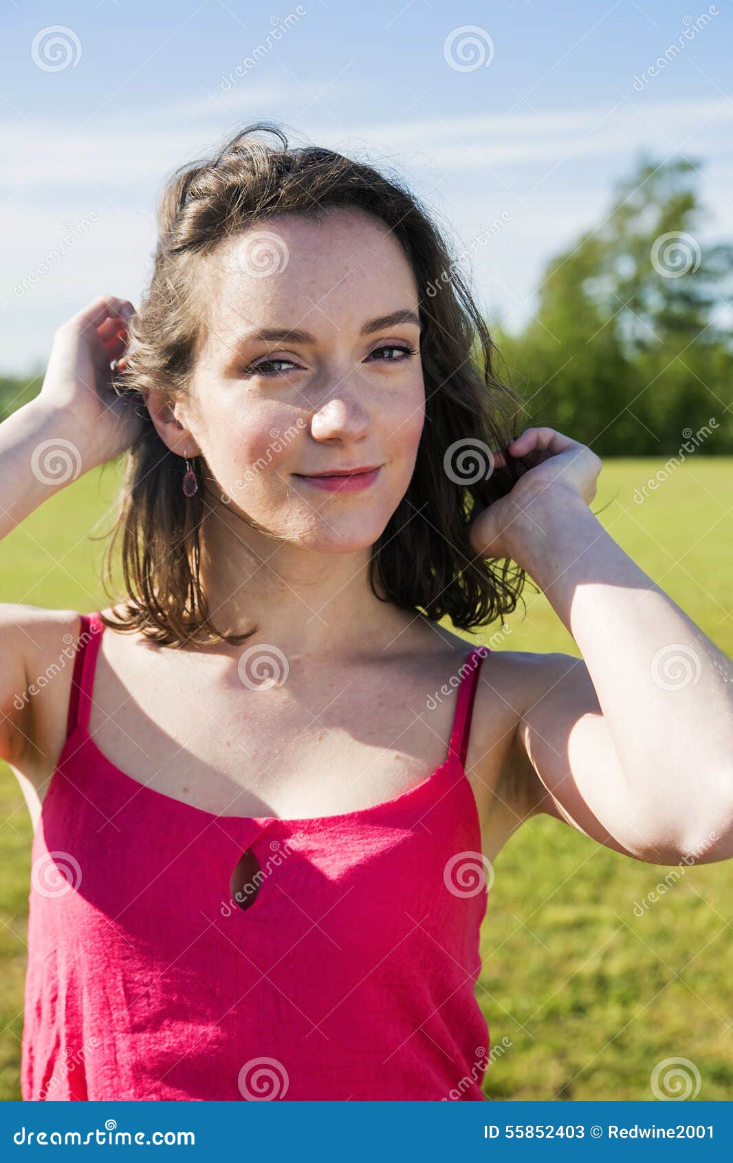 Female Portrait with the Sunny Nature Background Stock Image - Image of ...