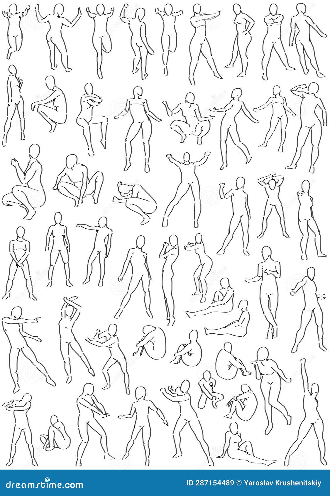 50 Female Poses (Expressive - 11) Digital Art Stock Illustration ...