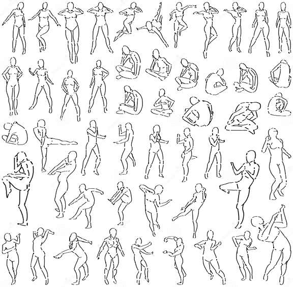 50 Female Poses (Expressive - 4) Digital Art Stock Illustration ...