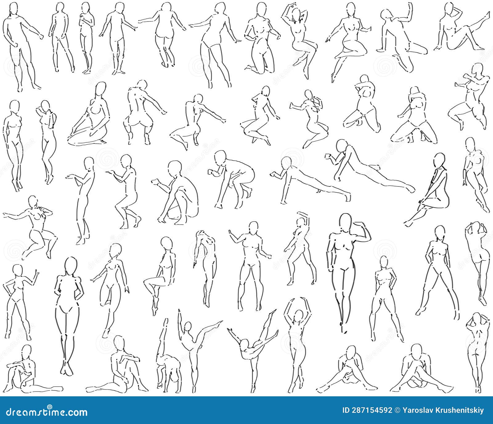 50 Female Poses (Expressive - 2) Digital Art Stock Illustration ...