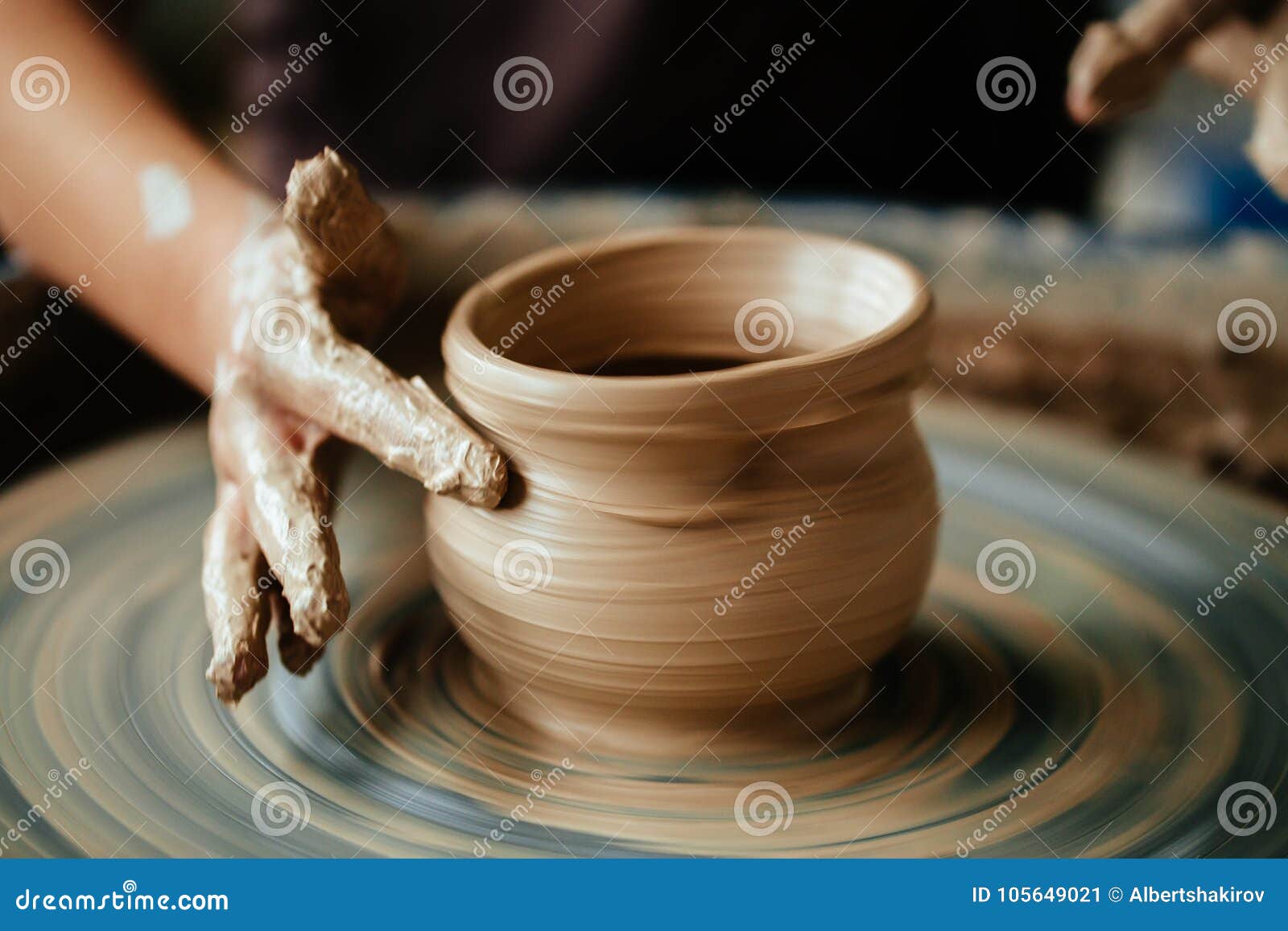 Download Female Potter Working At Throwing Wheel At Studio. Clay Workshop Stock Image - Image of craft ...