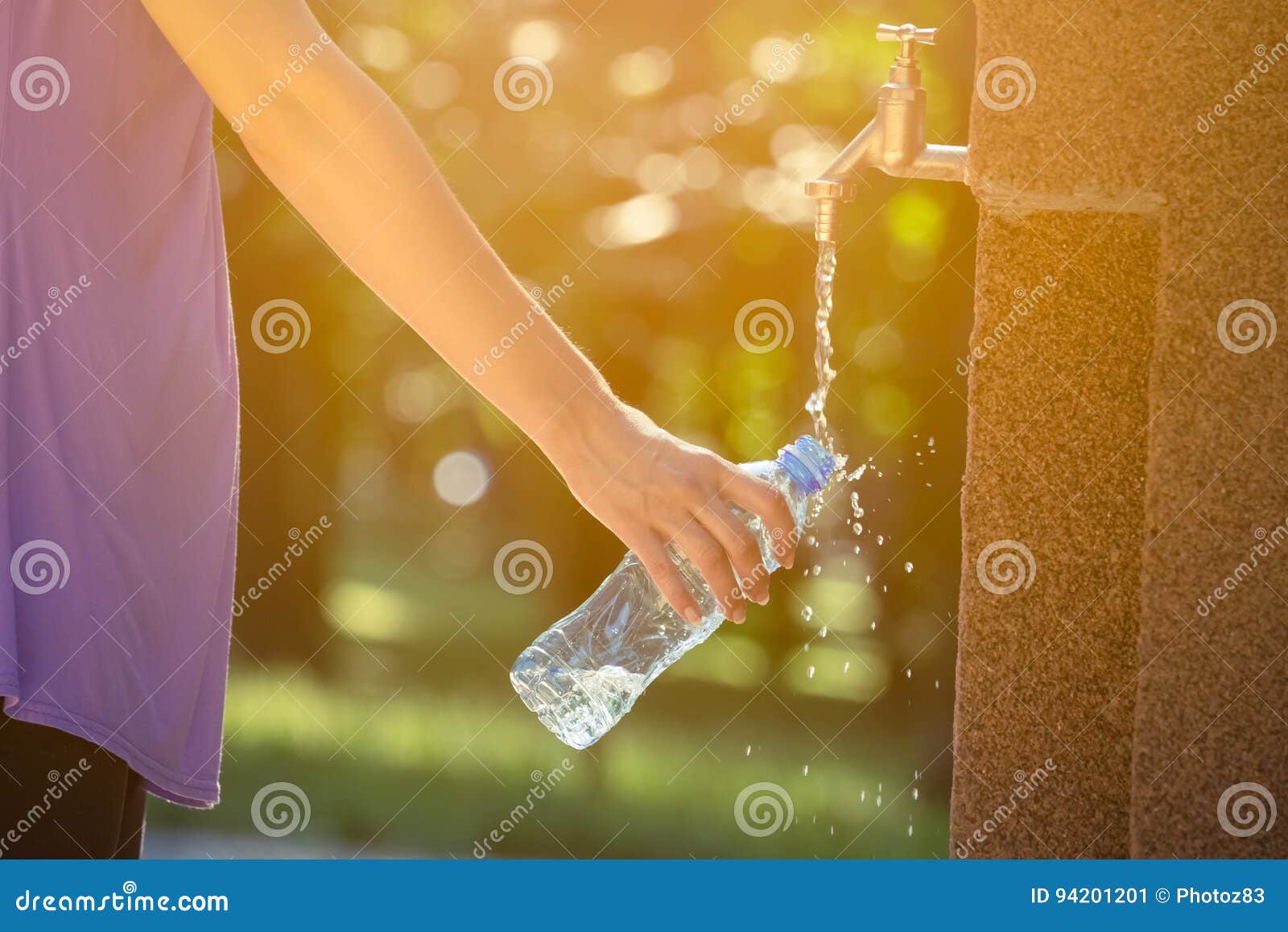 Female Pouring Water On Outdoor Faucet Stock Image Image Of