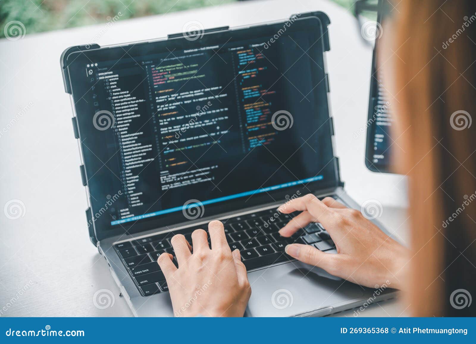 Female Programmer Working on Coding, Software Development and Web ...