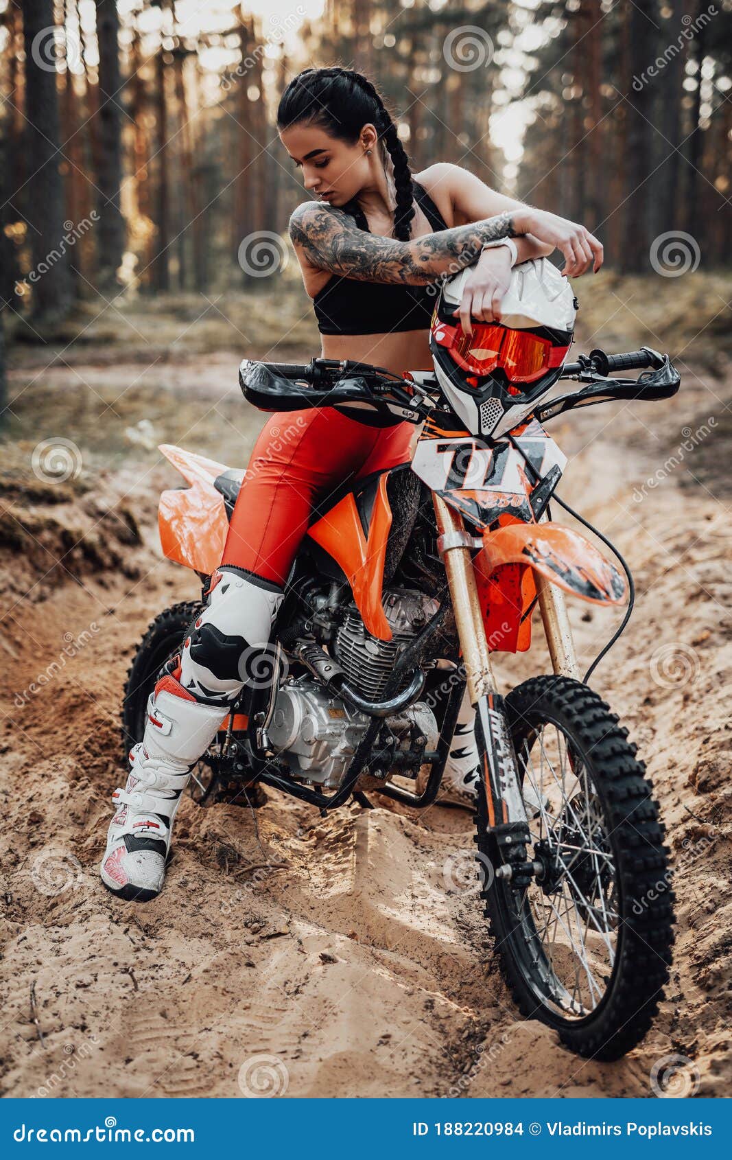 naked girl dirt bike riding a motorcycle
