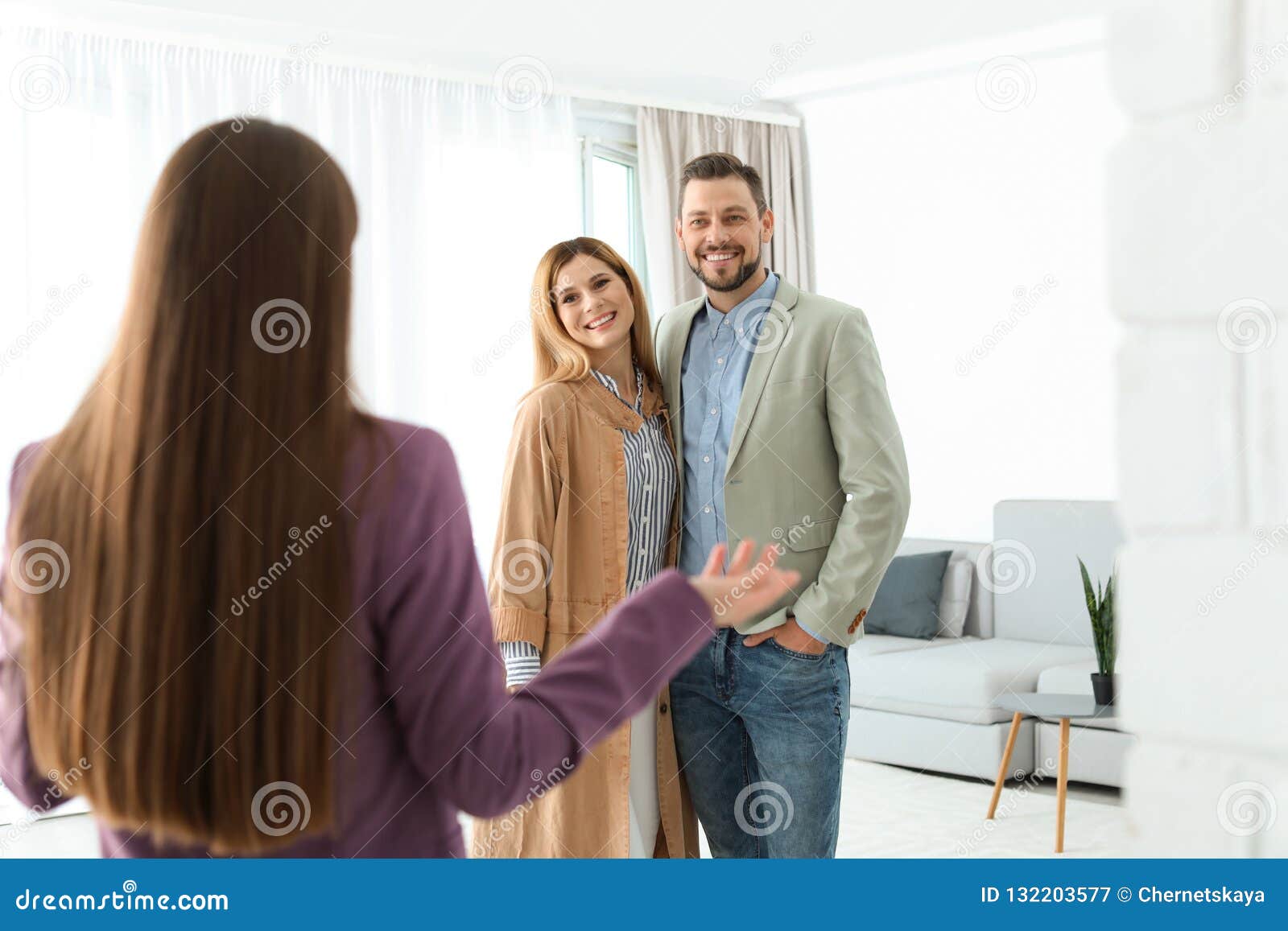 Female Real Estate Agent Showing New House To Couple Stock Image Image Of Adult Client 132203577 