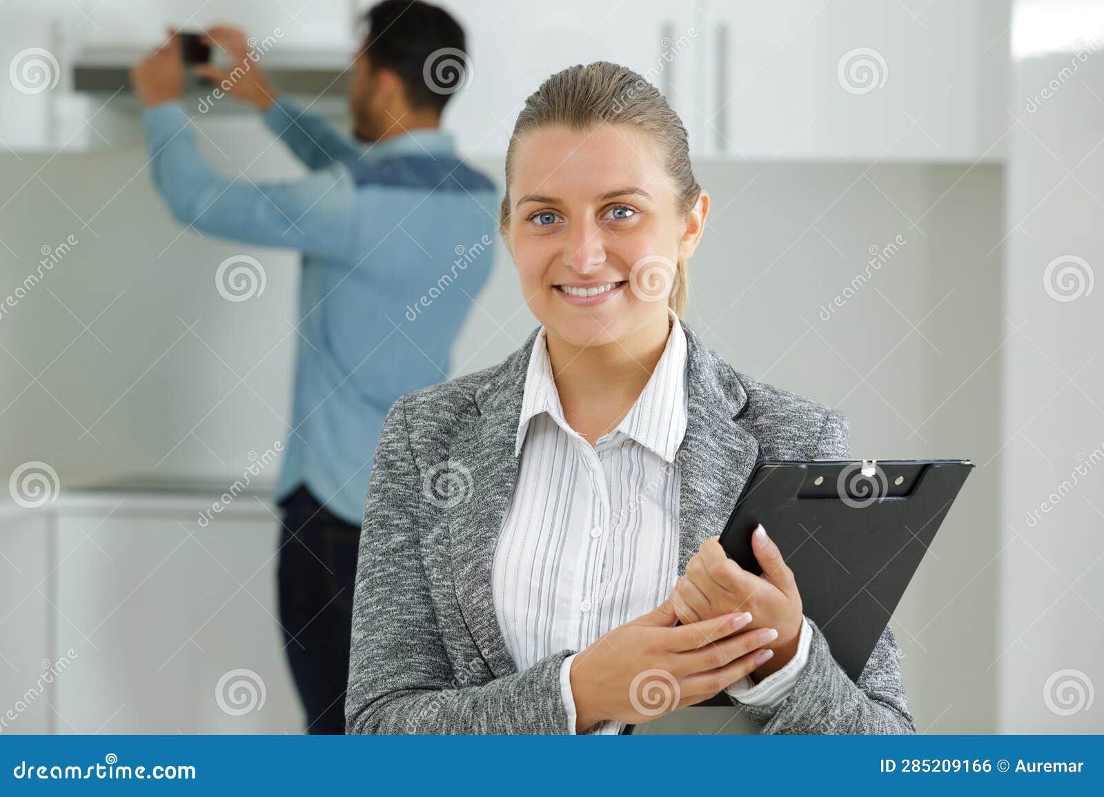 Female Real Estate Worker Posing and Smiling Stock Photo Image of
