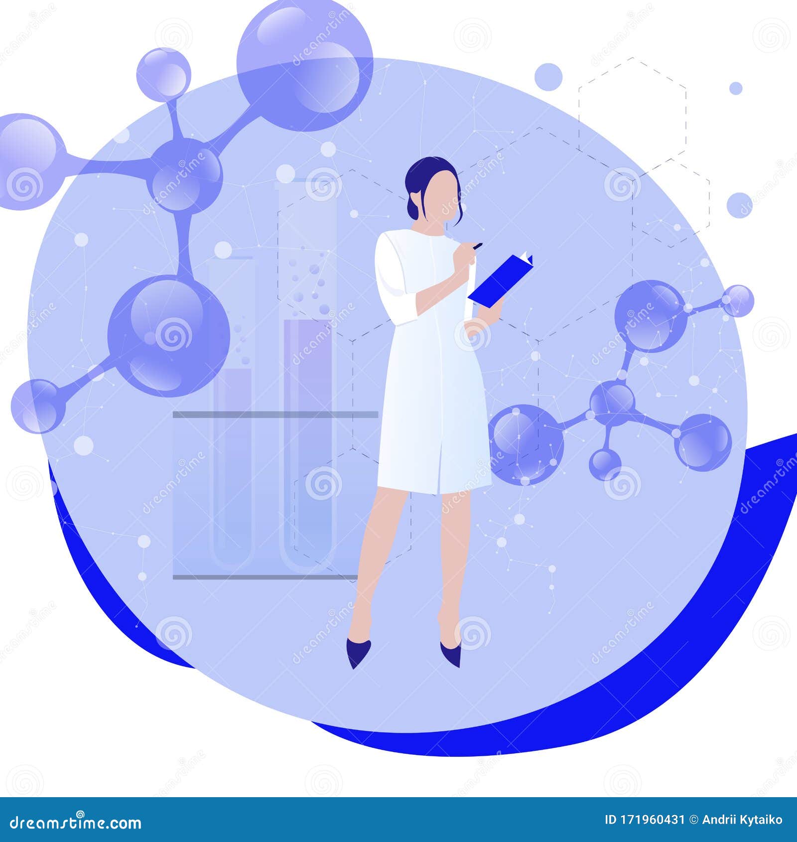 Female Scientist In Lab Coat Researching Molecular ...