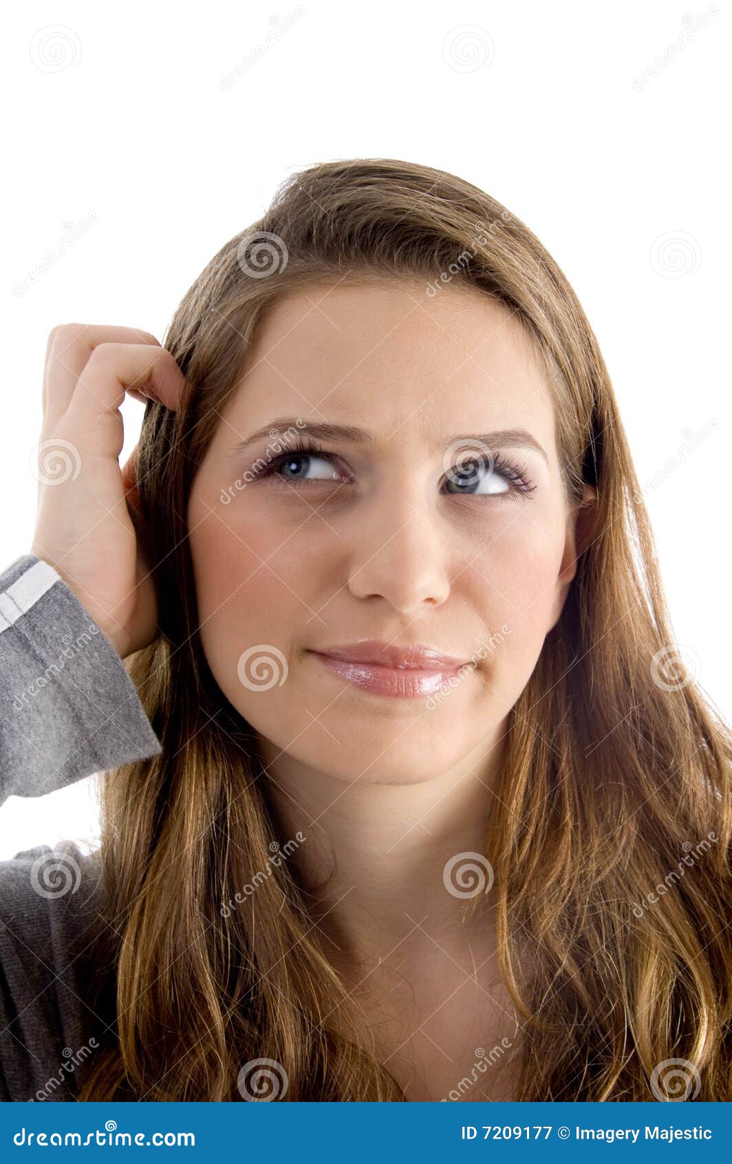Female scratching her head stock image. Image of feminine 7209177
