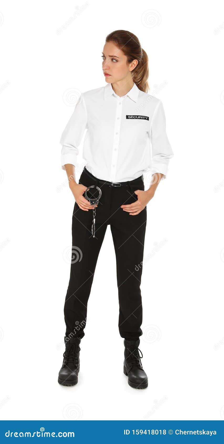 Female Security Guard In Uniform On Background Stock Photo Image Of