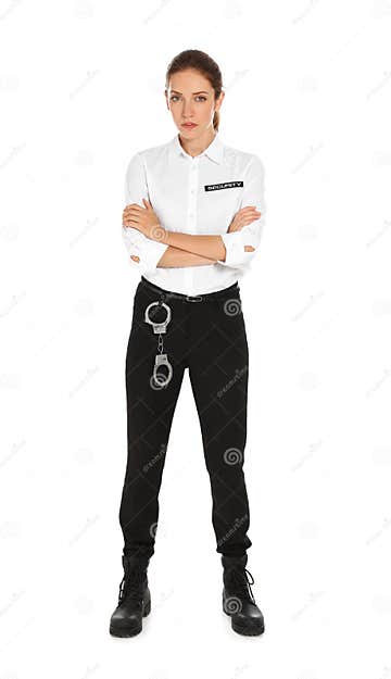 Female Security Guard In Uniform On Background Stock Image Image Of