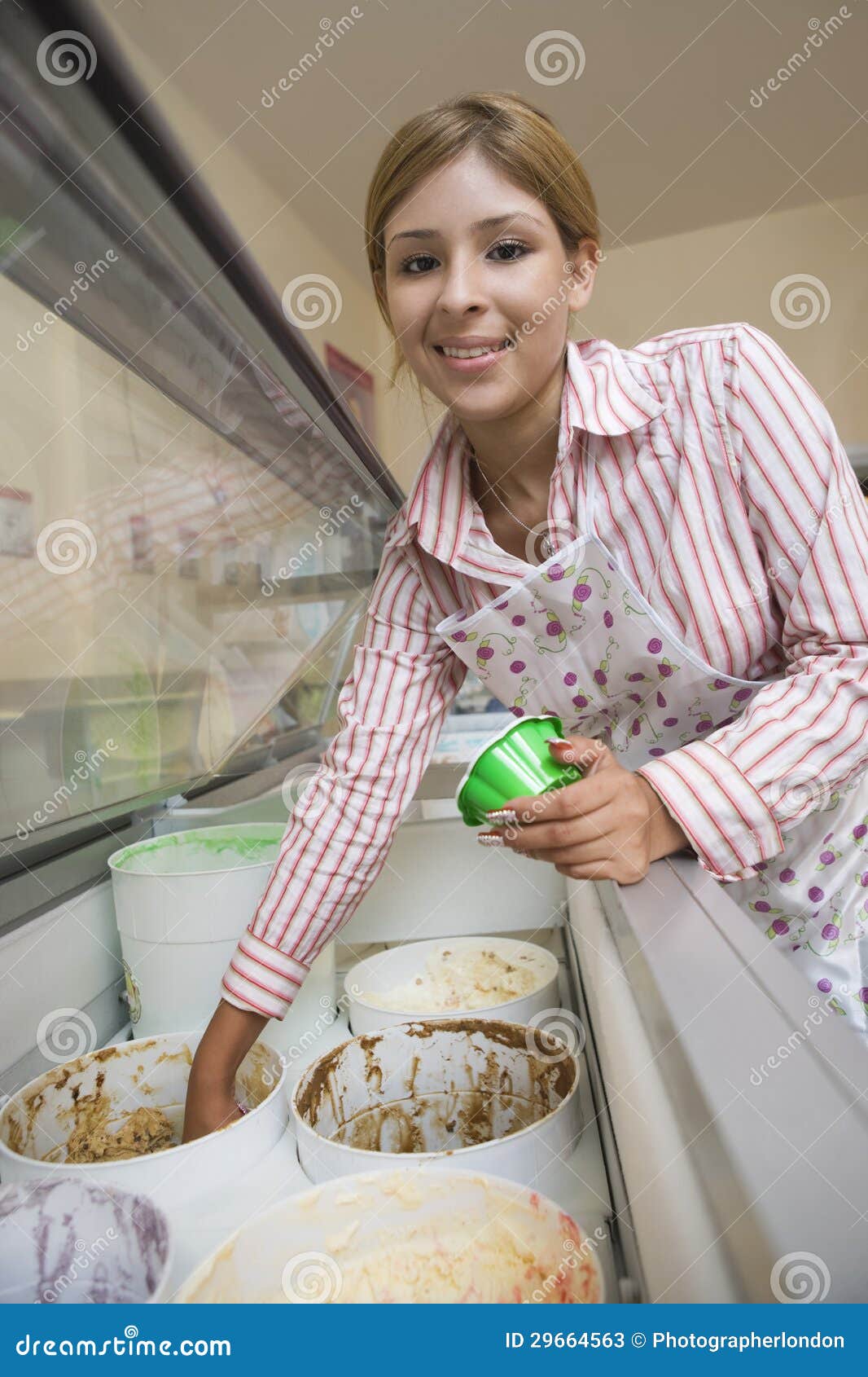 Female Serving Ice Cream Stock Image Image Of Service 29664563 