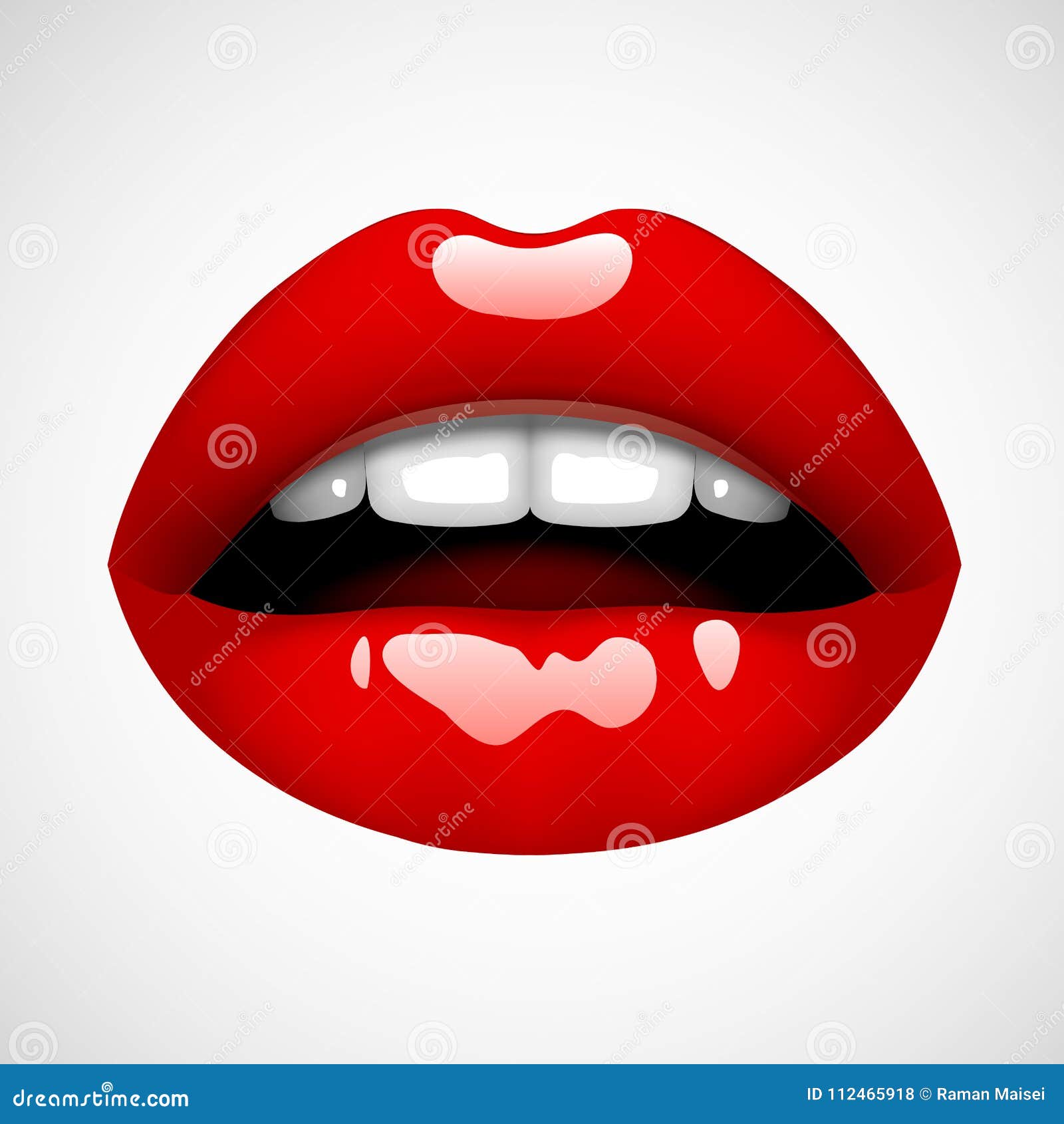 Female Red Lips Isolated On White Stock Vector Illustration Of