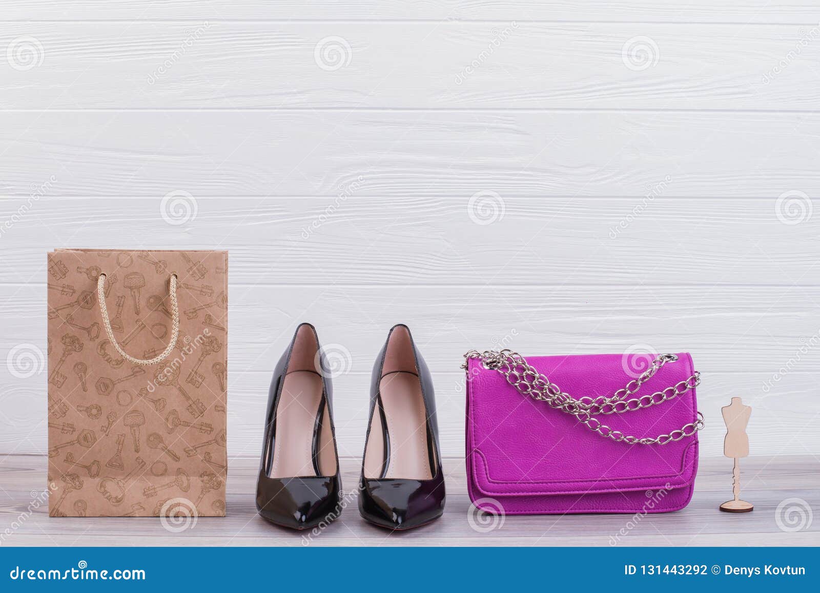 Female Shoes, Handbag and Shopping Bag. Stock Photo - Image of figurine ...