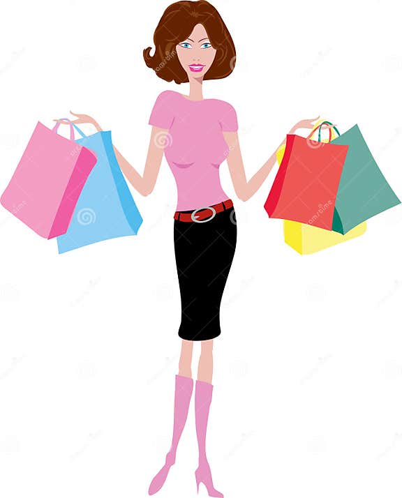 Female shopper stock vector. Illustration of shopping - 1250077
