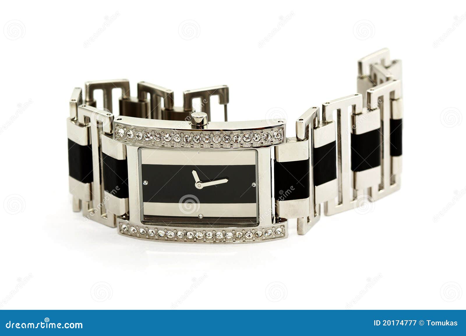 Female Silver Wrist Watch with Diamonds Stock Image - Image of clothing ...