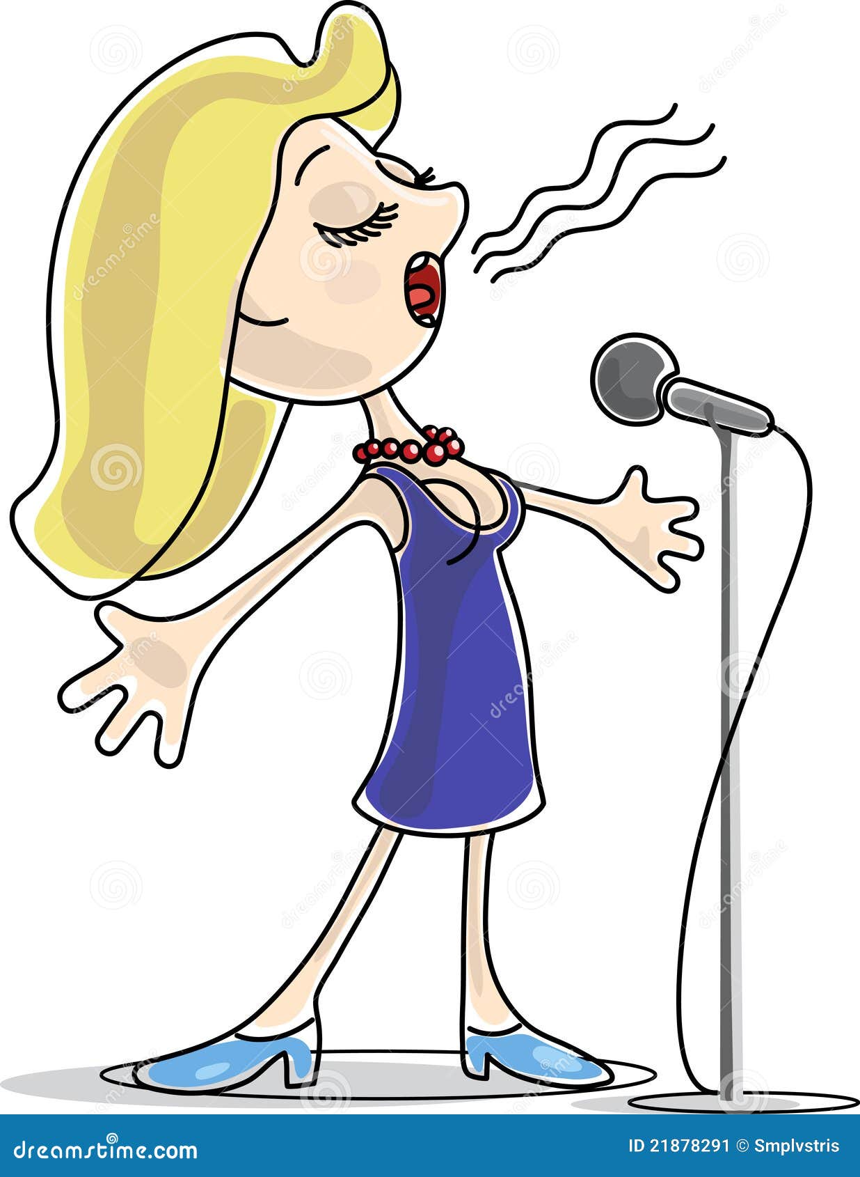 Female Singer With Microphone Sing Recital Vector | CartoonDealer.com ...