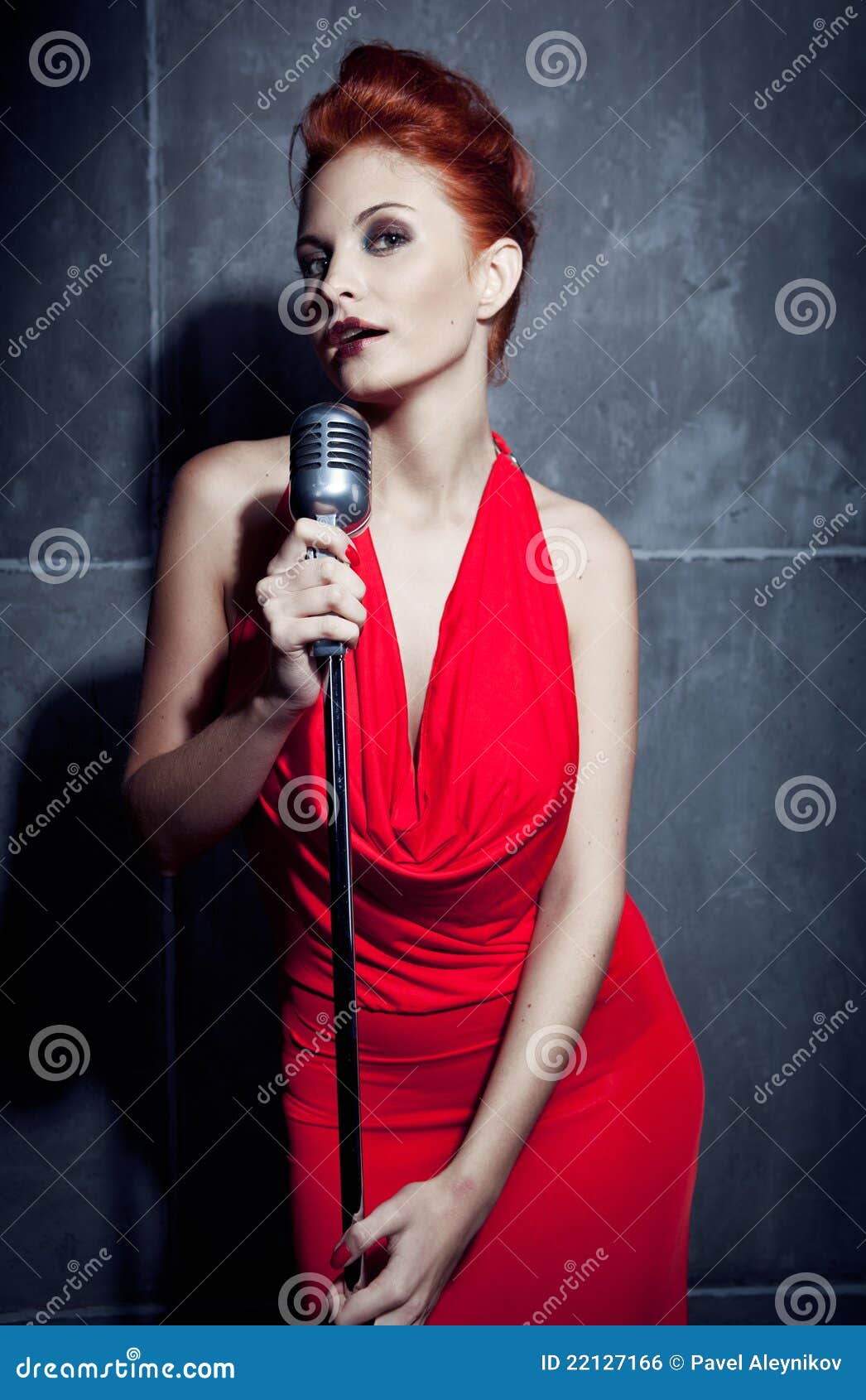 Female Singer Red Dress Royalty Free Stock Image - Image 