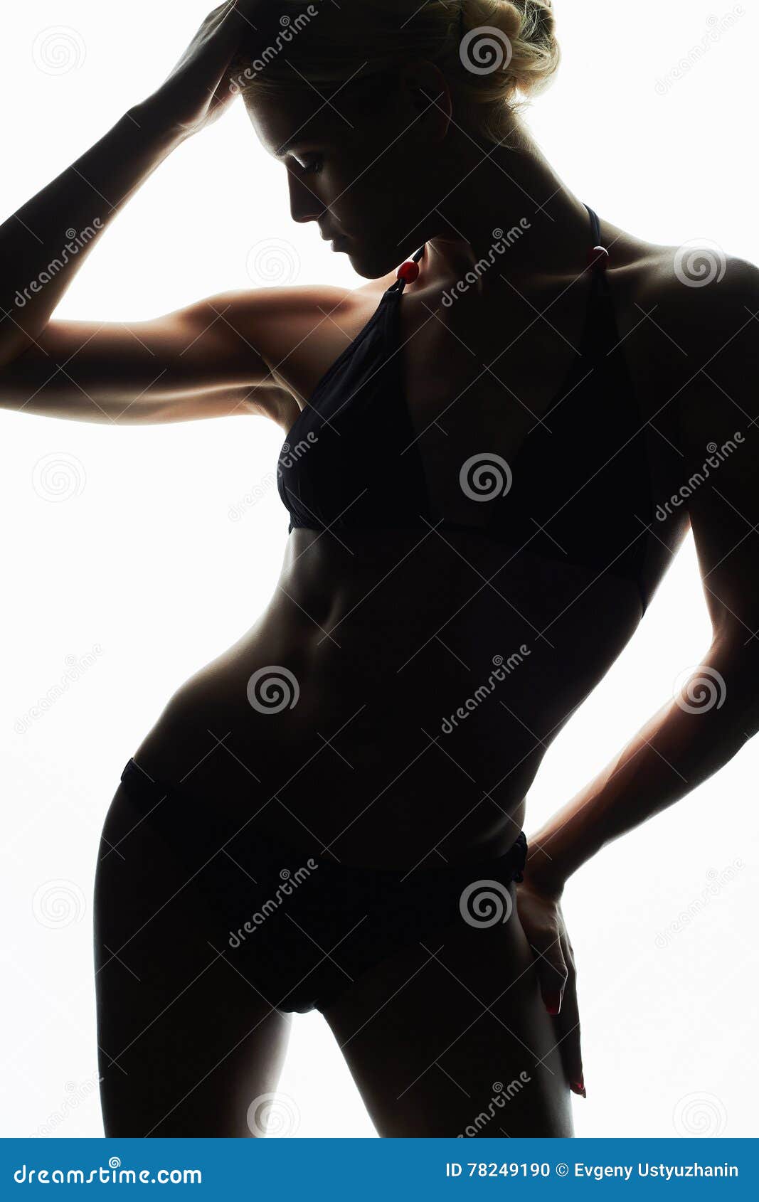 Female sports body silhouette.young woman in bikini.fitness girl