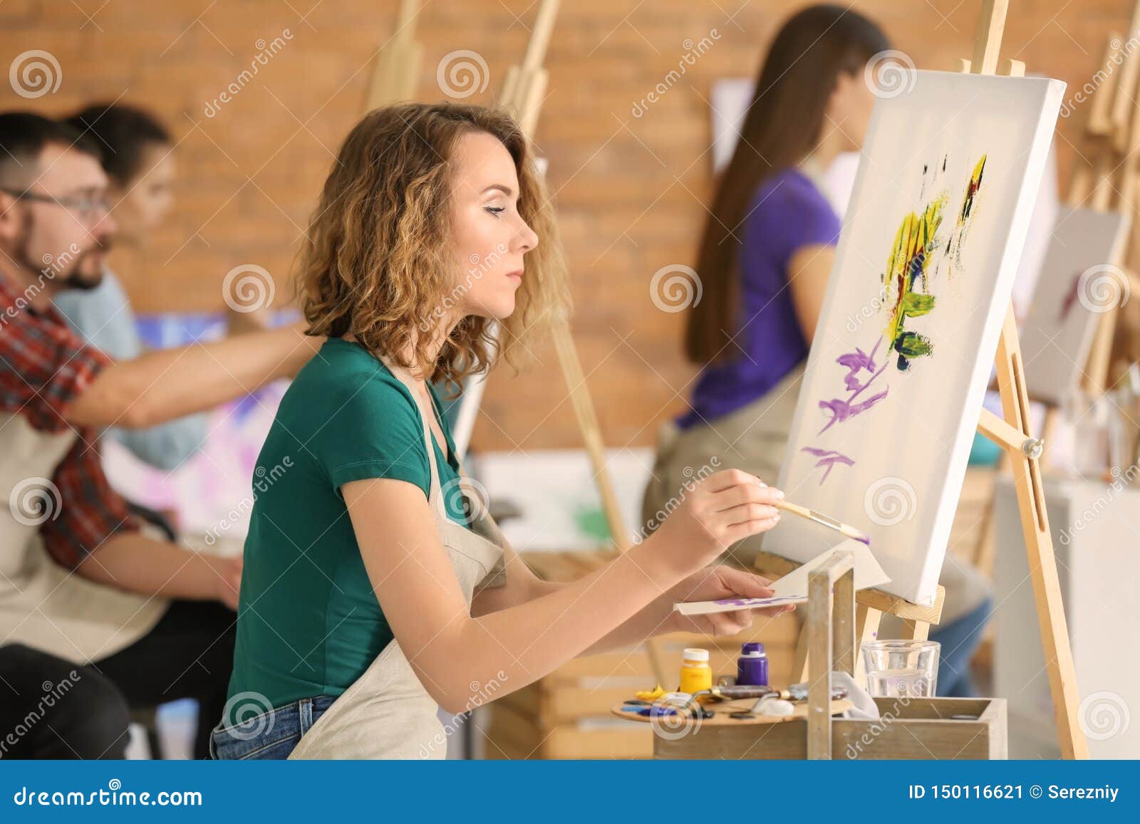 Female Student during Classes in School of Painters Stock Image Image